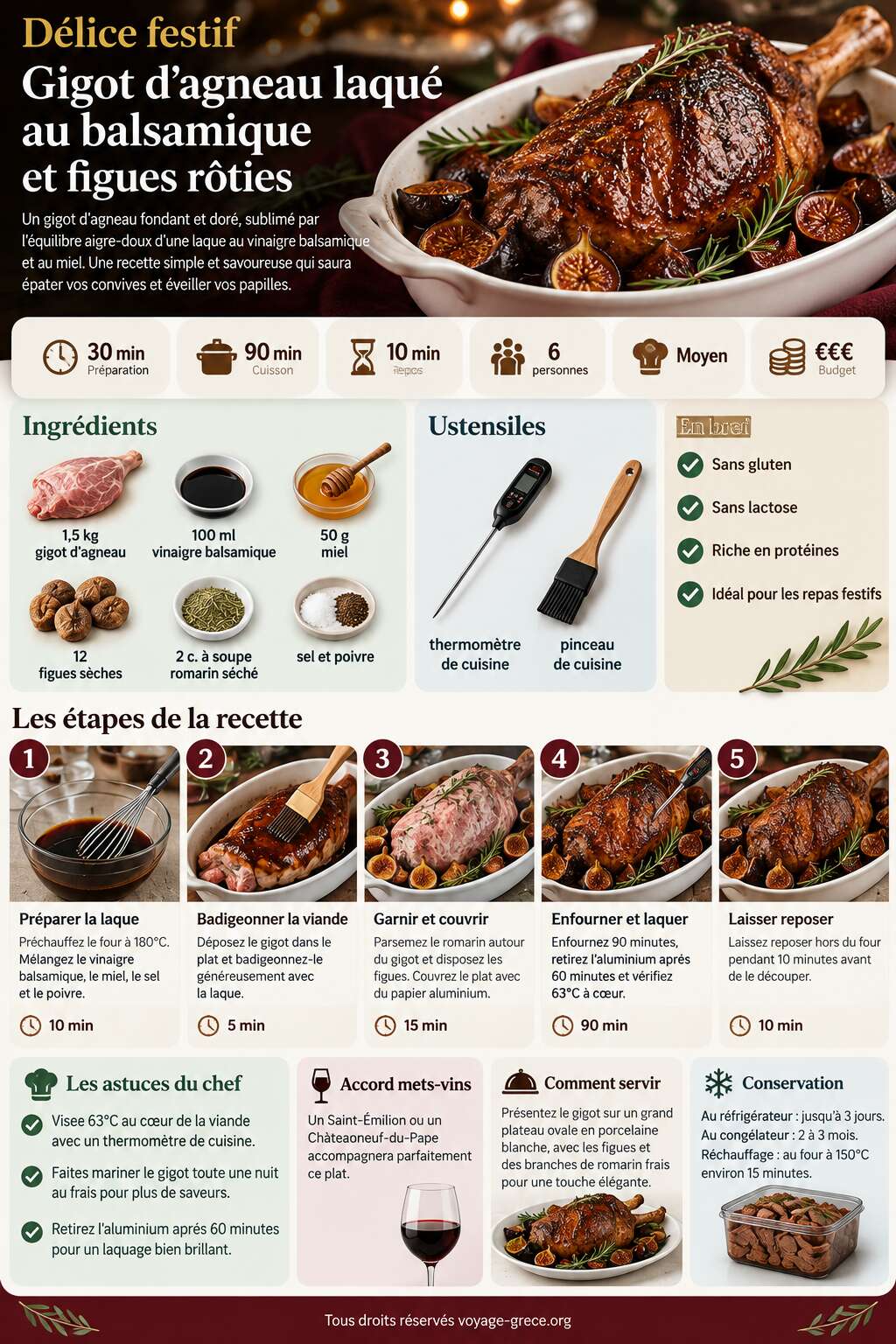 Fiche recette Délice festif : gigot d'agneau laqué au balsamique et figues rôties Fiche recette Délice festif : gigot d'agneau laqué au balsamique et figues rôties