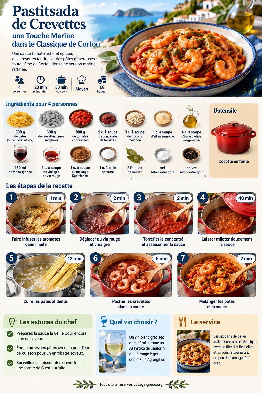 Fiche recette Pastitsada de Crevettes: une Touche Marine dans le Classique de Corfou Fiche recette Pastitsada de Crevettes: une Touche Marine dans le Classique de Corfou